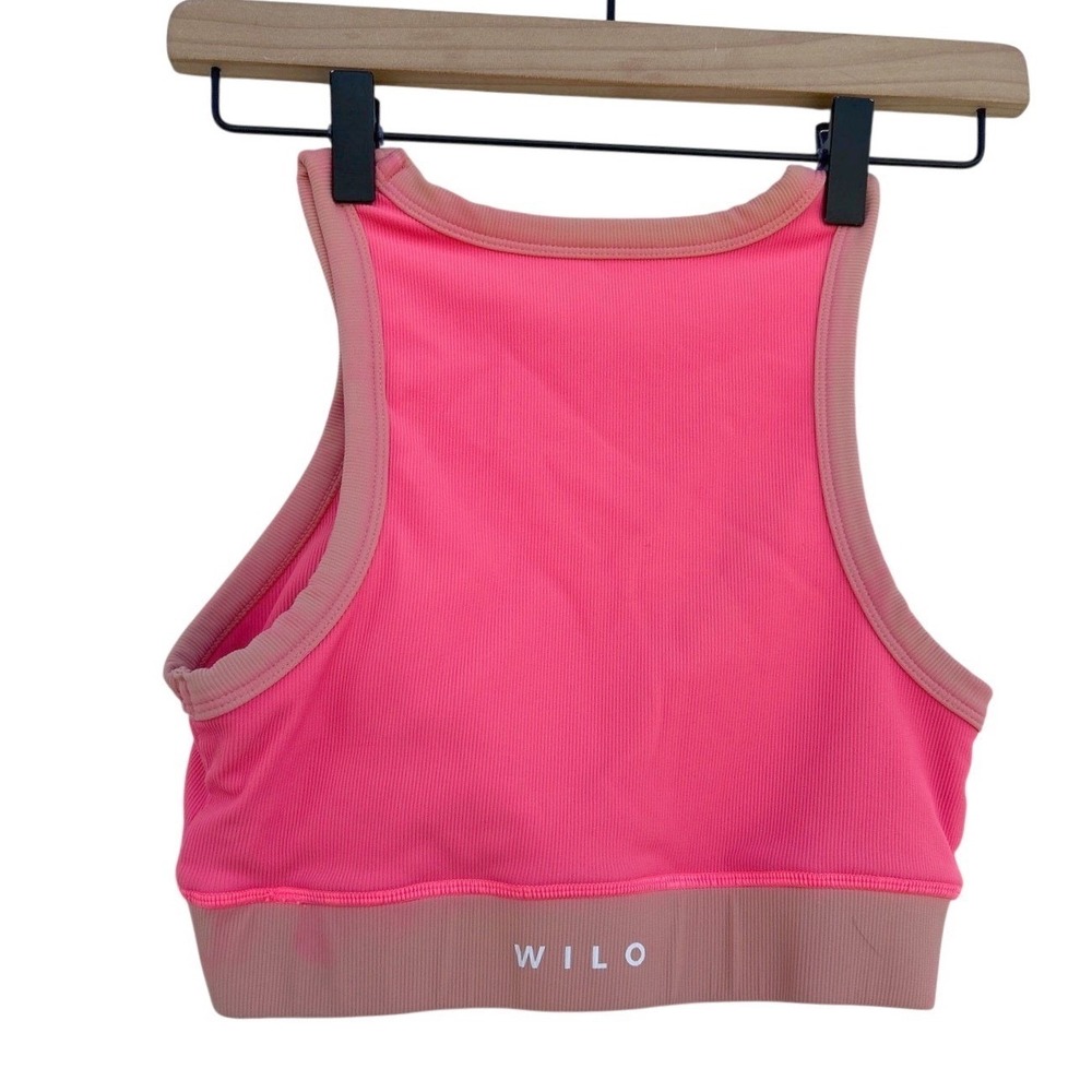 WILO Melbourne Australia‎ Neon Pink Ribbed High Neck Crop Top Tank Small